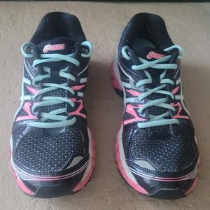 Size 9.5 Asics Gel-Evate 2 FluidRide Black Pink Women Sneakers T4A7N